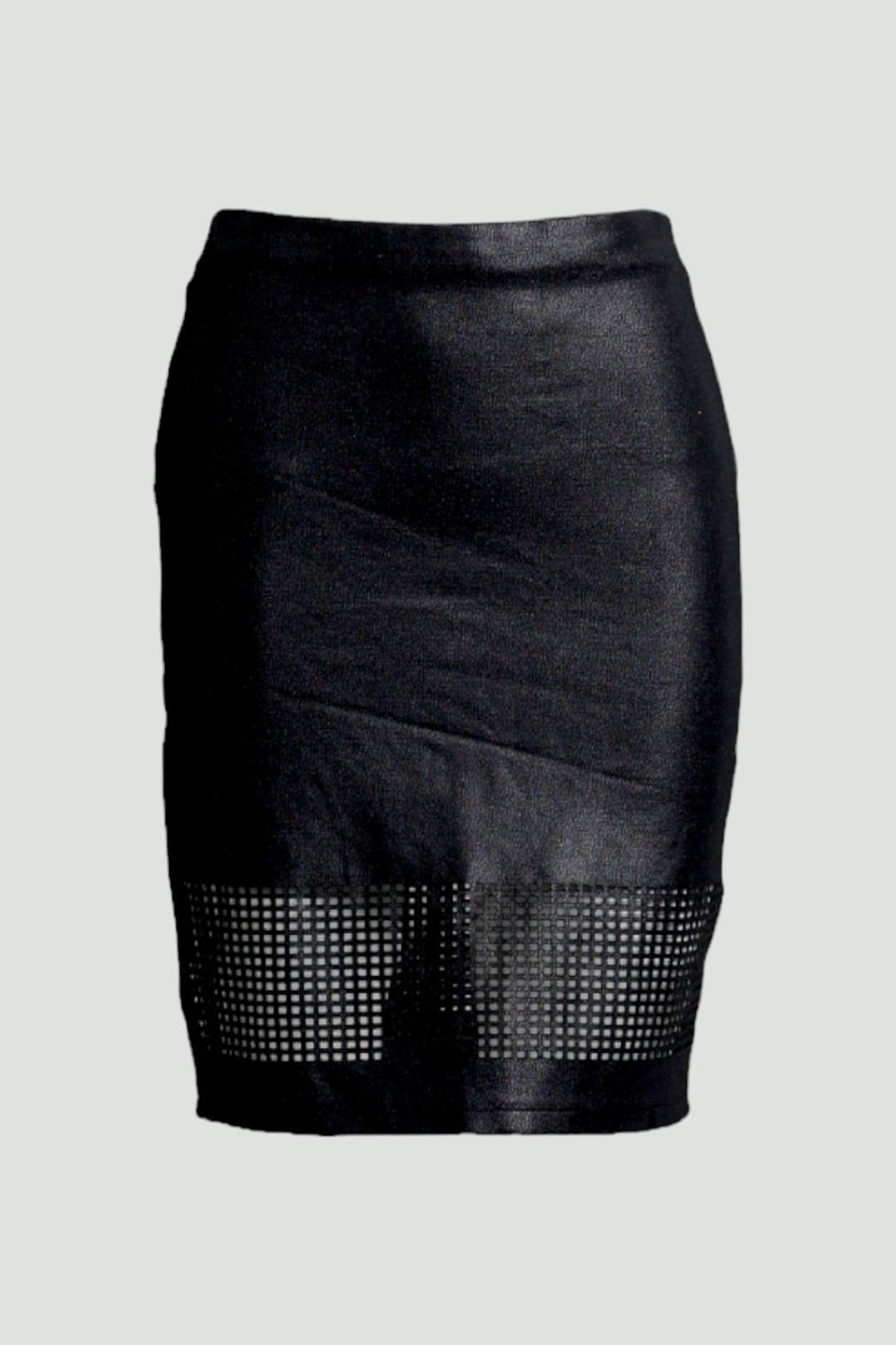 Witchery - Black Glazed Ponti Pencil Skirt With Lazer Punch Hem