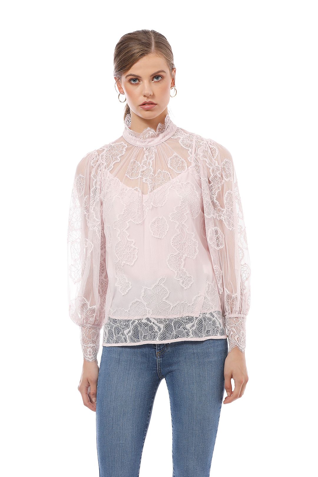 Lace Balloon Sleeve Blouse by Witchery for Hire | GlamCorner