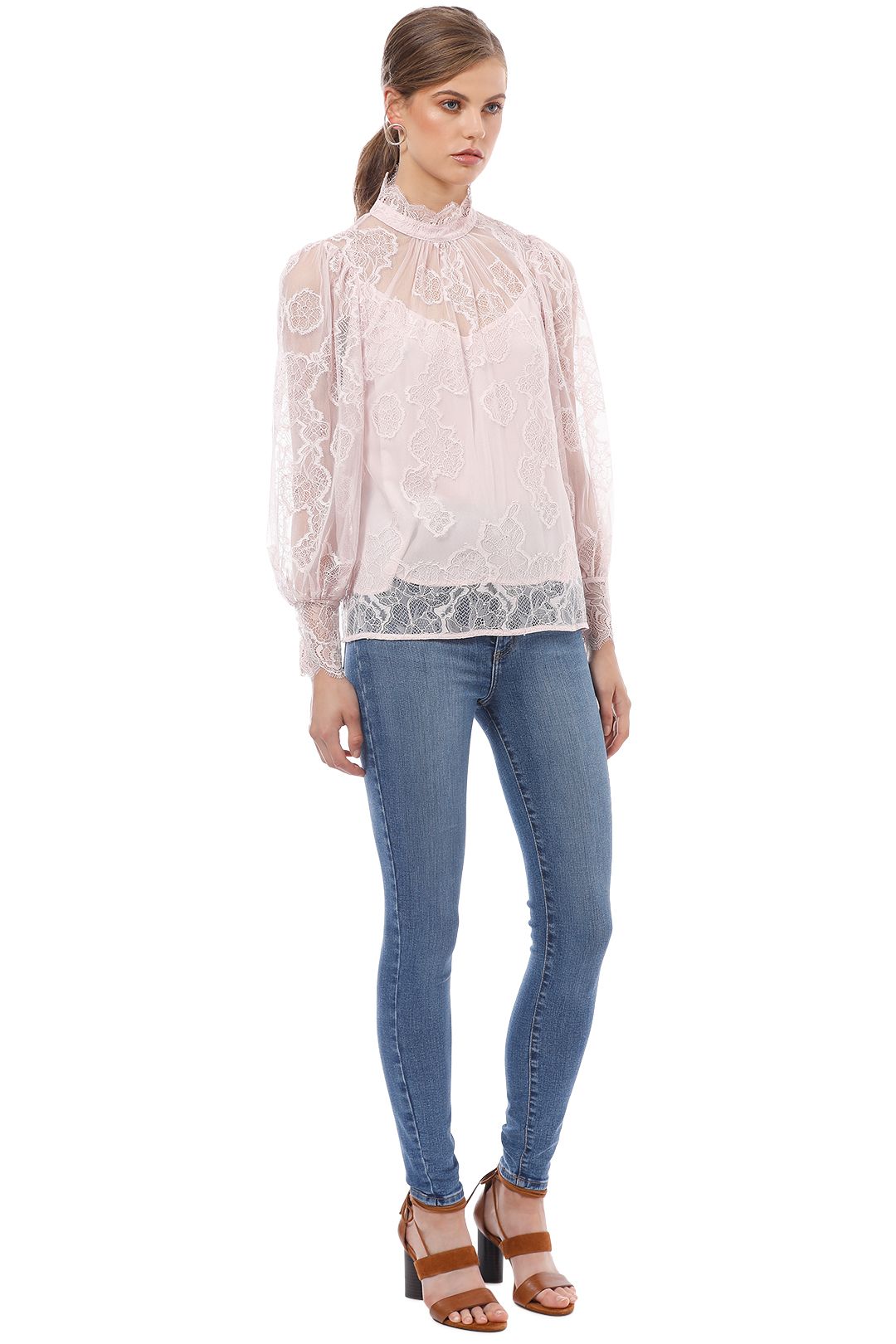 Lace Balloon Sleeve Blouse By Witchery For Hire Glamcorner