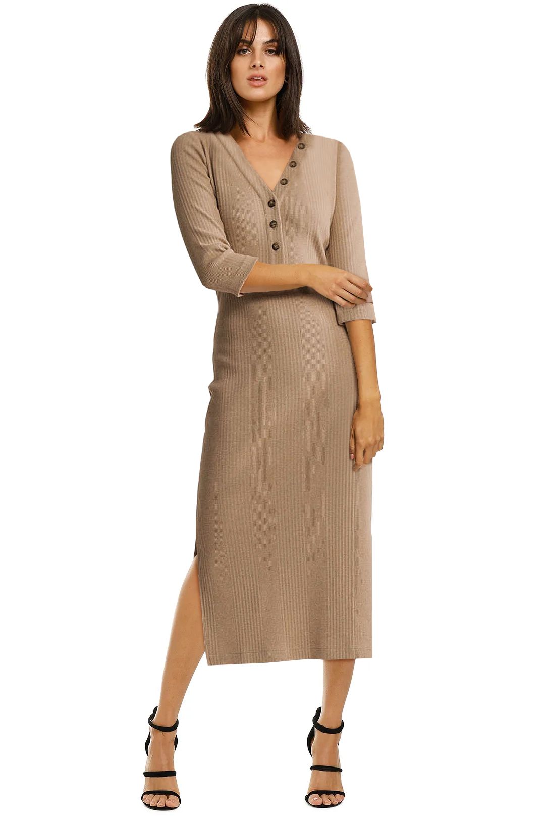 Ribbed Jersey Dress in Barley by 