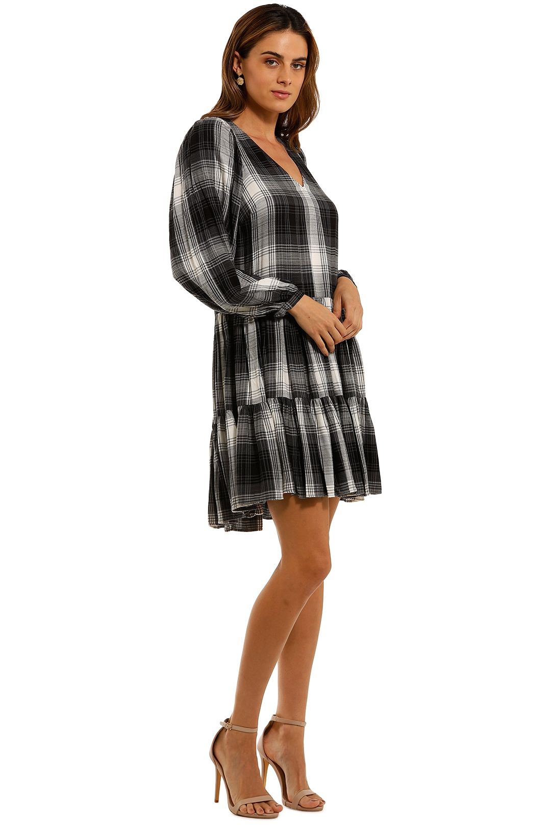 Witchery Check Tiered Dress long sleeve