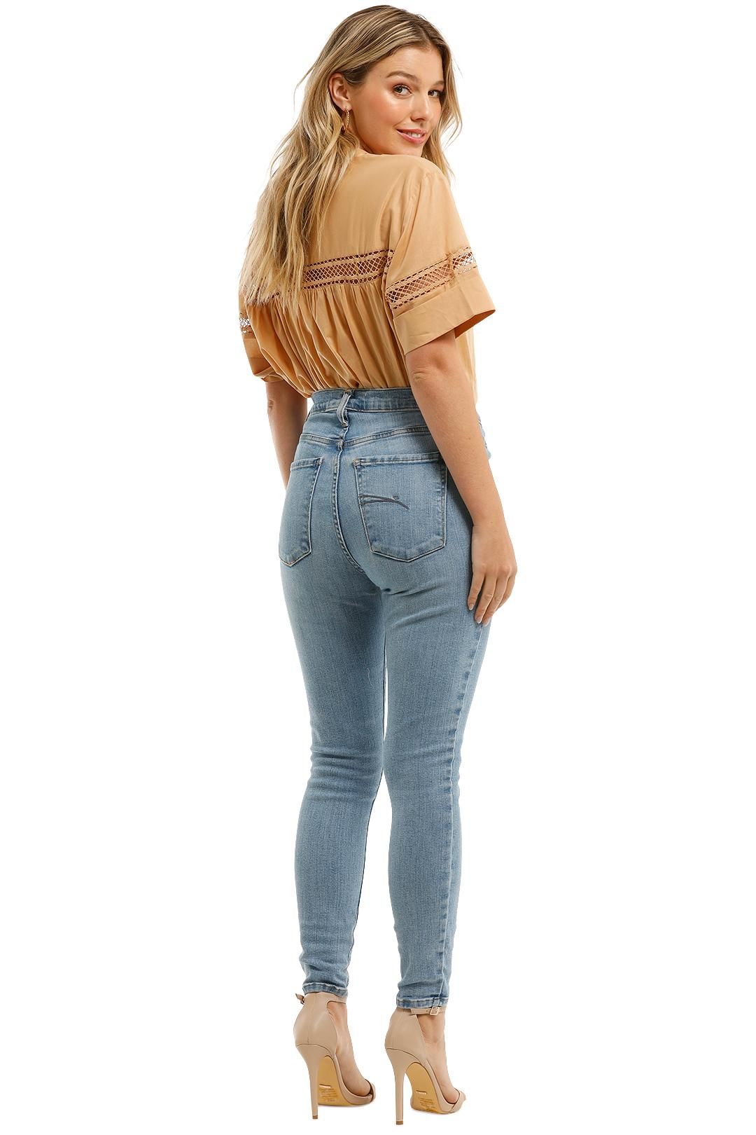 Lace Trim Short Sleeve Shirt in Sesame 