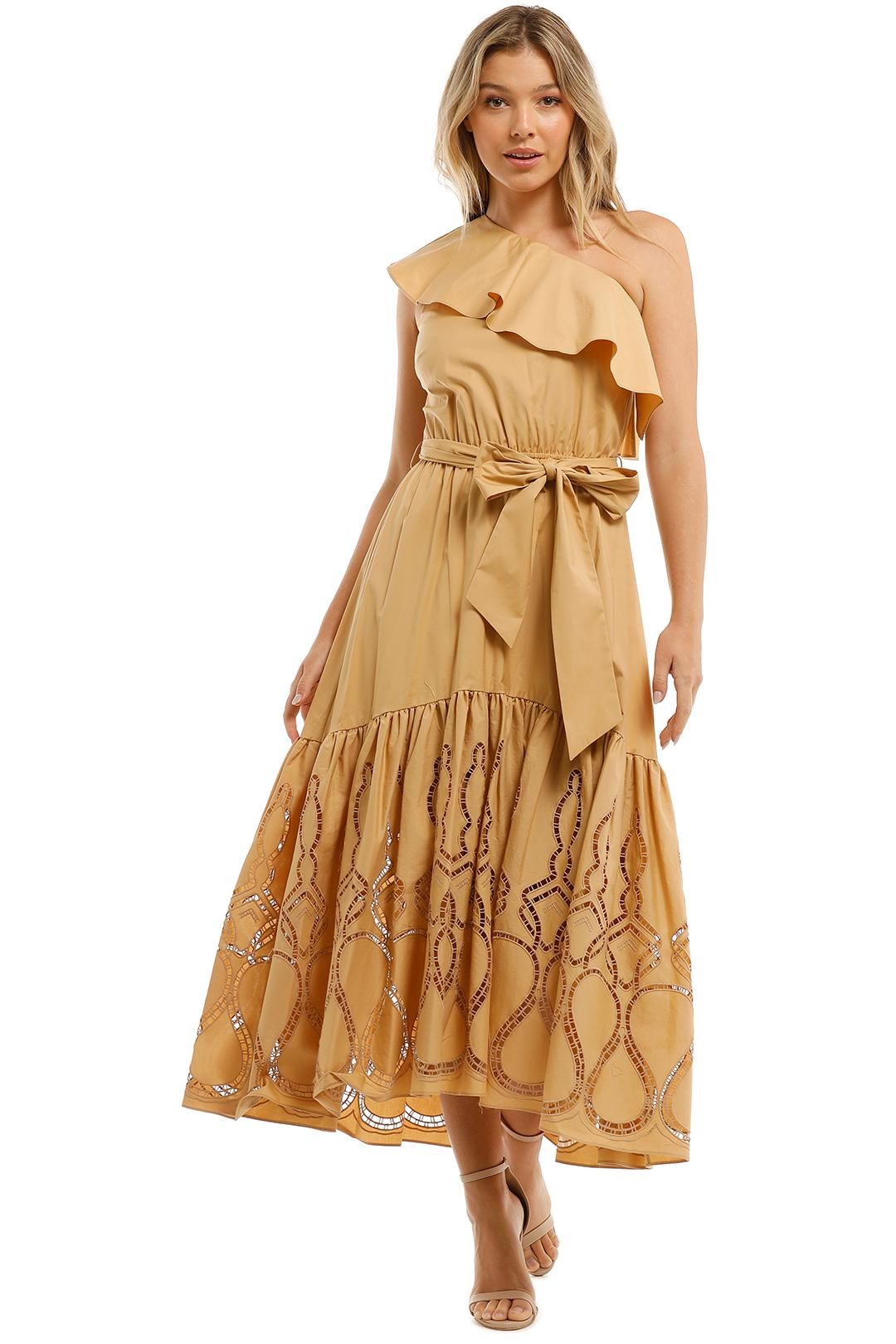 Witchery One Shoulder Embroidered Dress Sesame