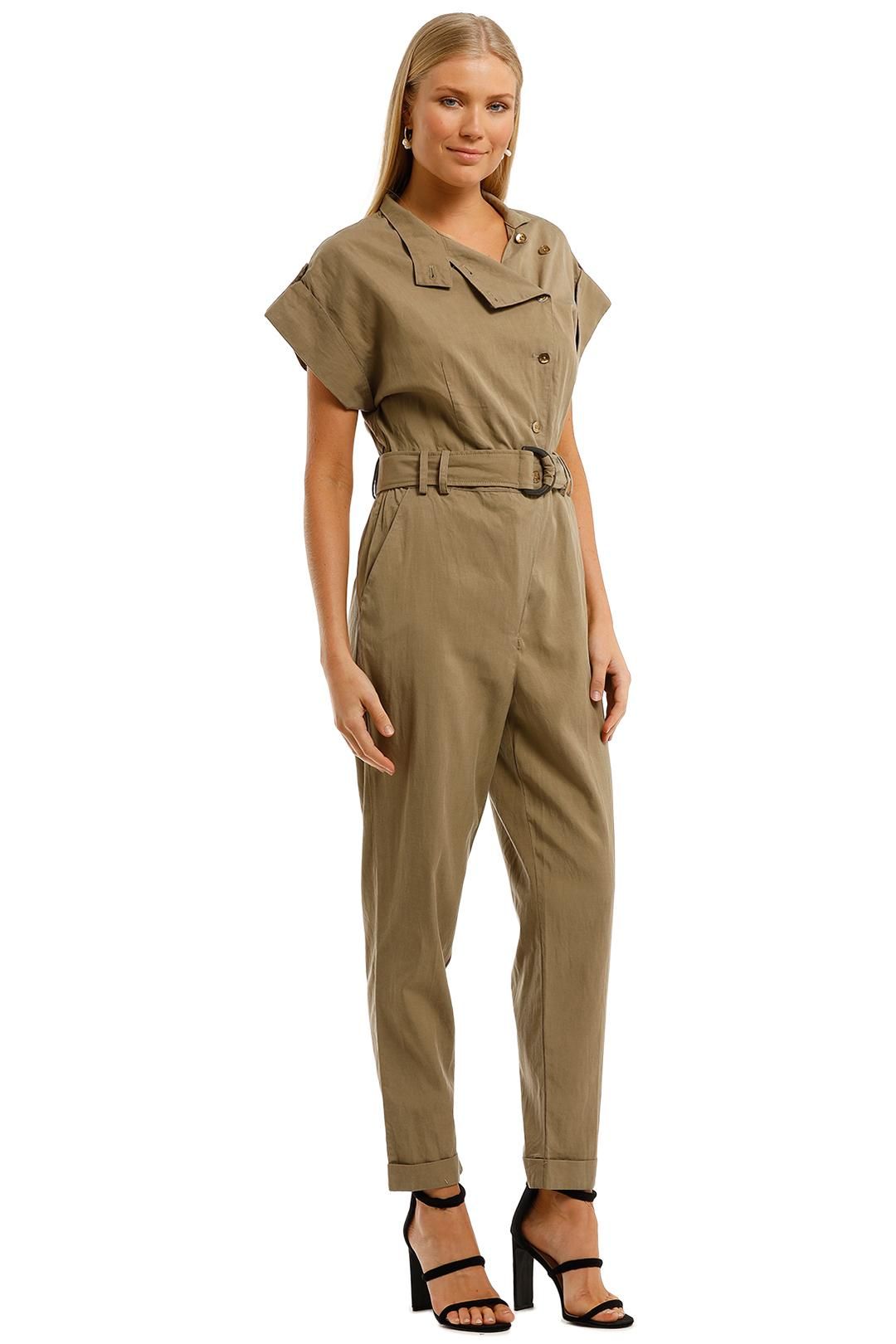 Utility Jumpsuit in Pale Khaki Green by