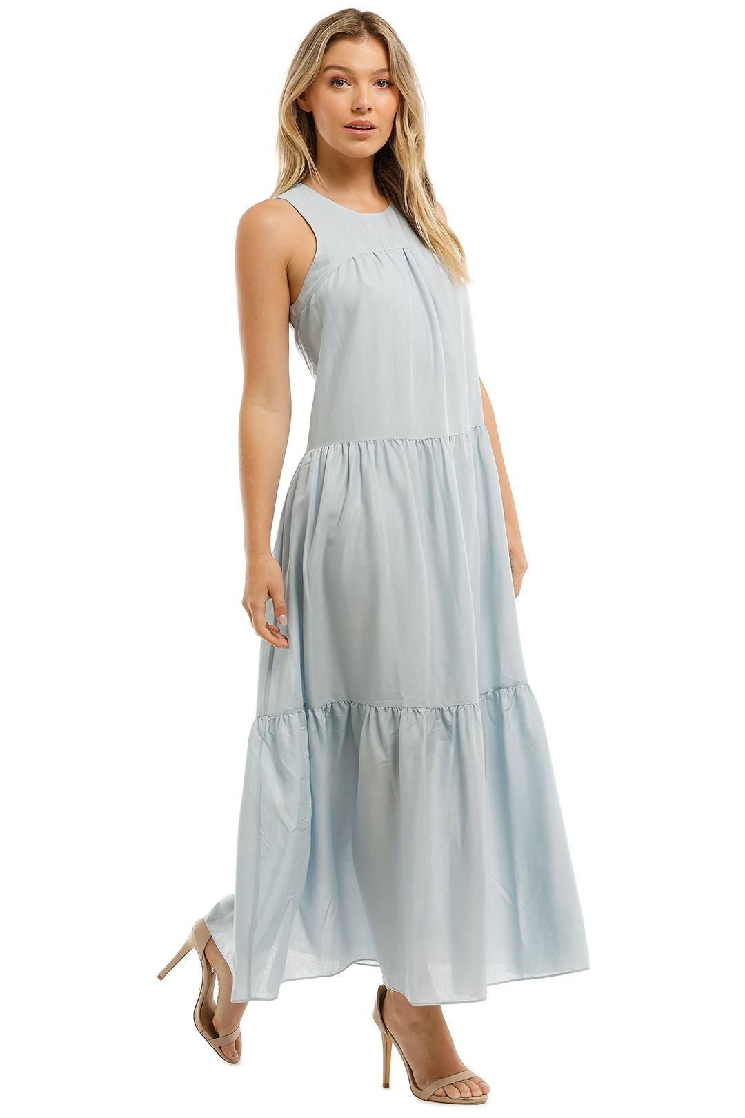 Yoke Tiered Dress in Arctic Blue by Witchery for Hire | GlamCorner