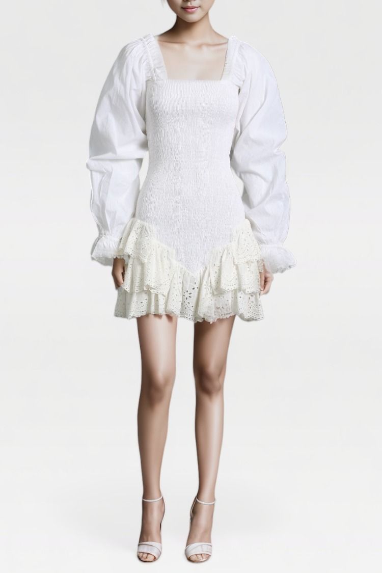 Kinga Csilla - Shirred Bodycon Tiered Ruffle Mini Dress