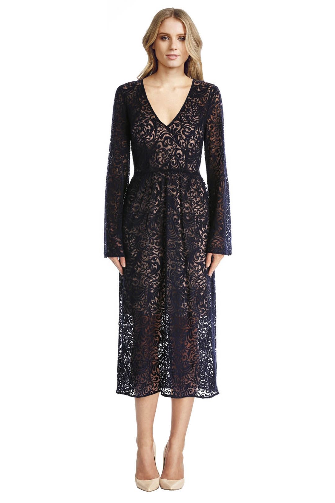 Yeojin Bae - Embroidered Lace Marianne Dress - Black Lace - Front