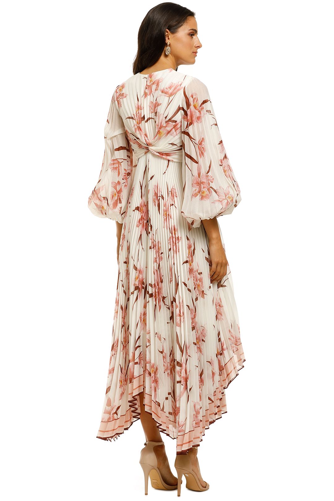 Zimmermann-Corsage-Pleated-Dress-Ivory-Peach-Orchid-Back