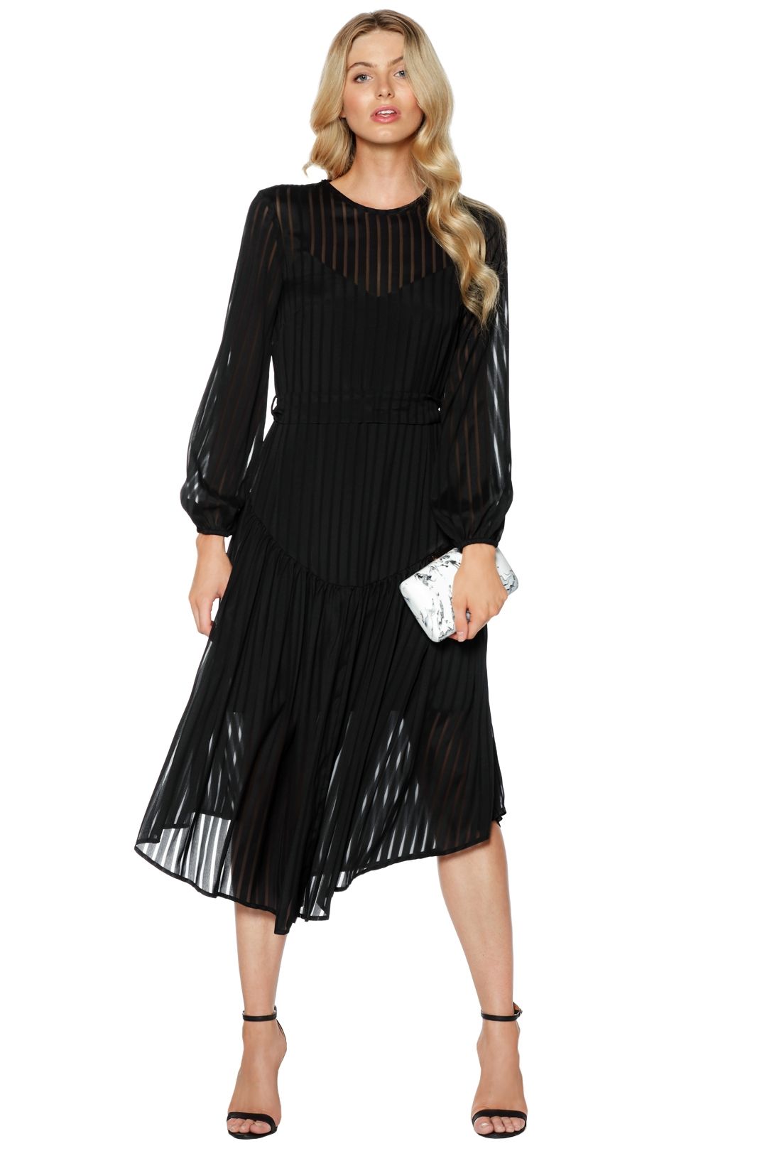 Zimmermann - Lavish Stripe Slouch Dress - Black - Front