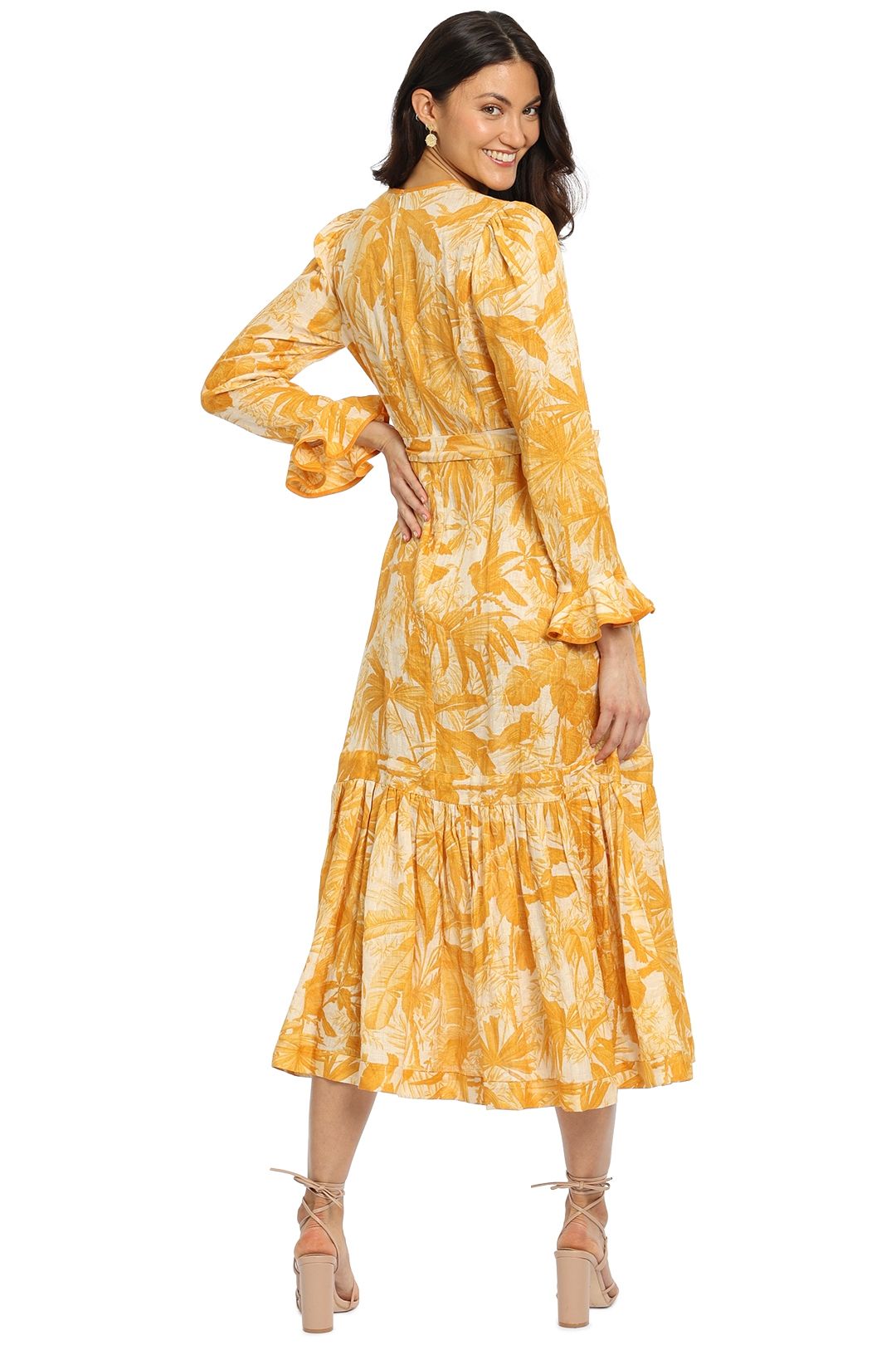 Zimmermann Mae Frill Midi Dress Tropical Print