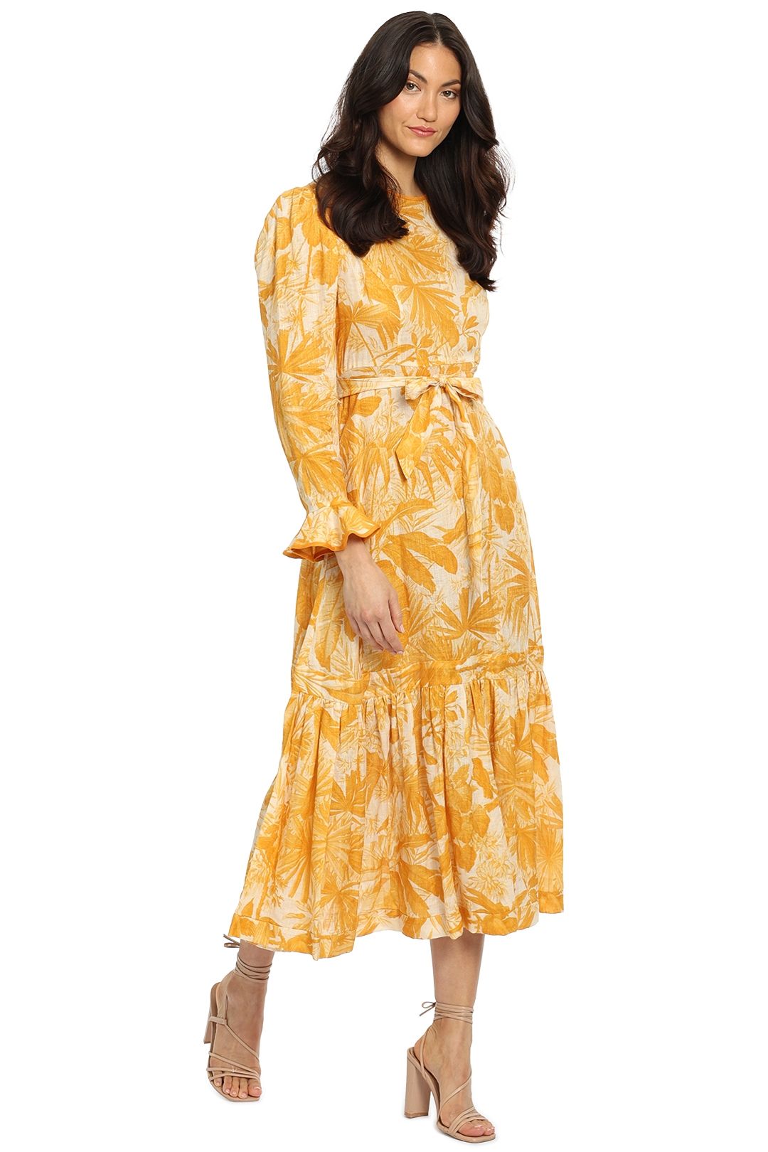 Zimmermann Mae Frill Midi Dress Yellow
